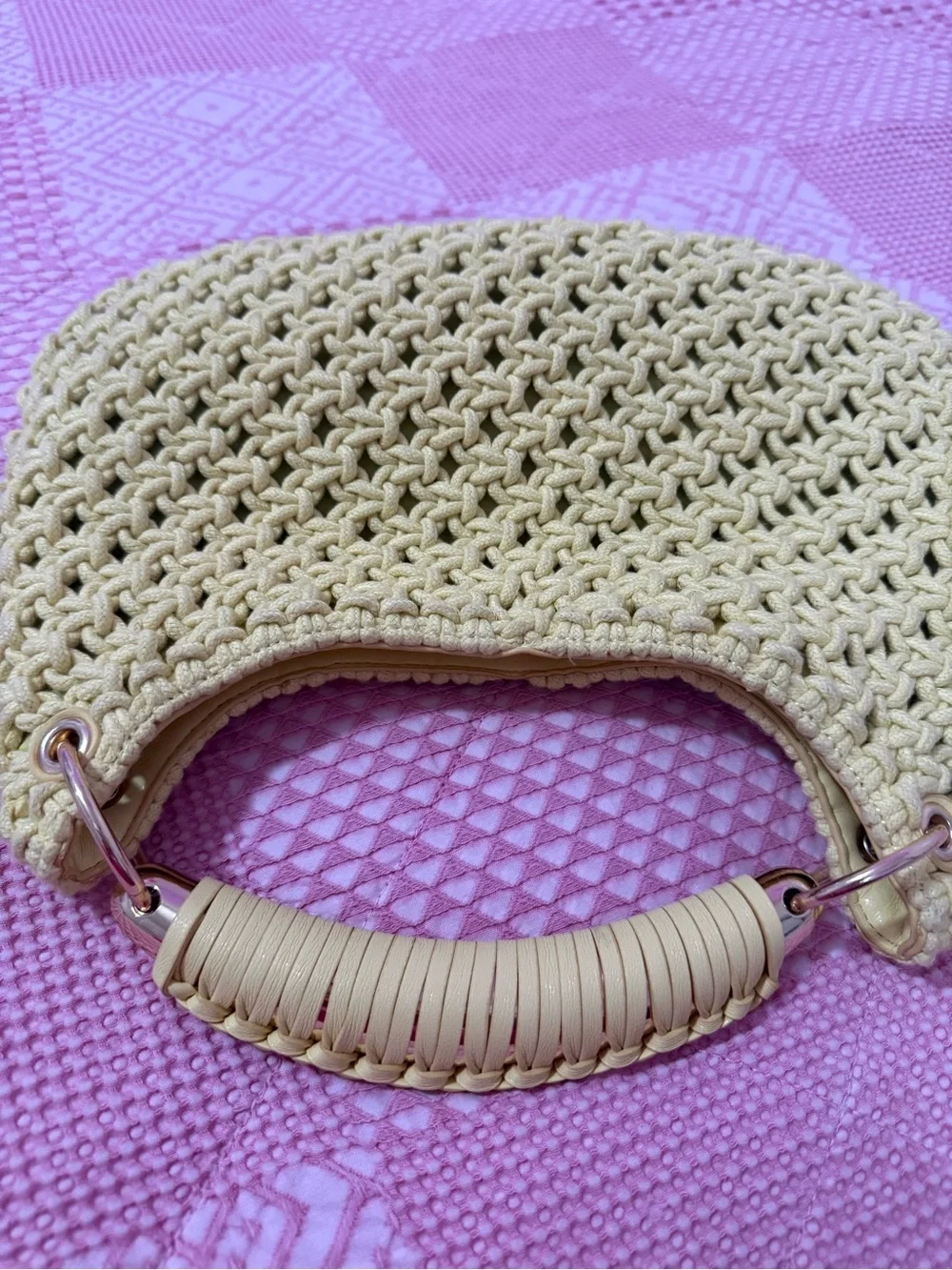 INC International Concepts Pale Yellow Woven Hobo Bag